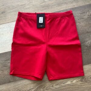 FASHION NOVA RED BIKER SHORTS